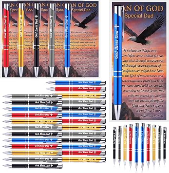 Glenmal 25 Set Fathers Day Church Gifts Bulk Man of God Ballpoint Pen with Religious Bible Verse Bookmarks Christian Church Gift Stuffers for Pastor Husband Men Dad Godfather, 5 Color