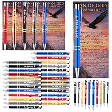Glenmal 25 Set Fathers Day Church Gifts Bulk Man of God Ballpoint Pen with Religious Bible Verse Bookmarks Christian Church Gift Stuffers for Pastor Husband Men Dad Godfather, 5 Color