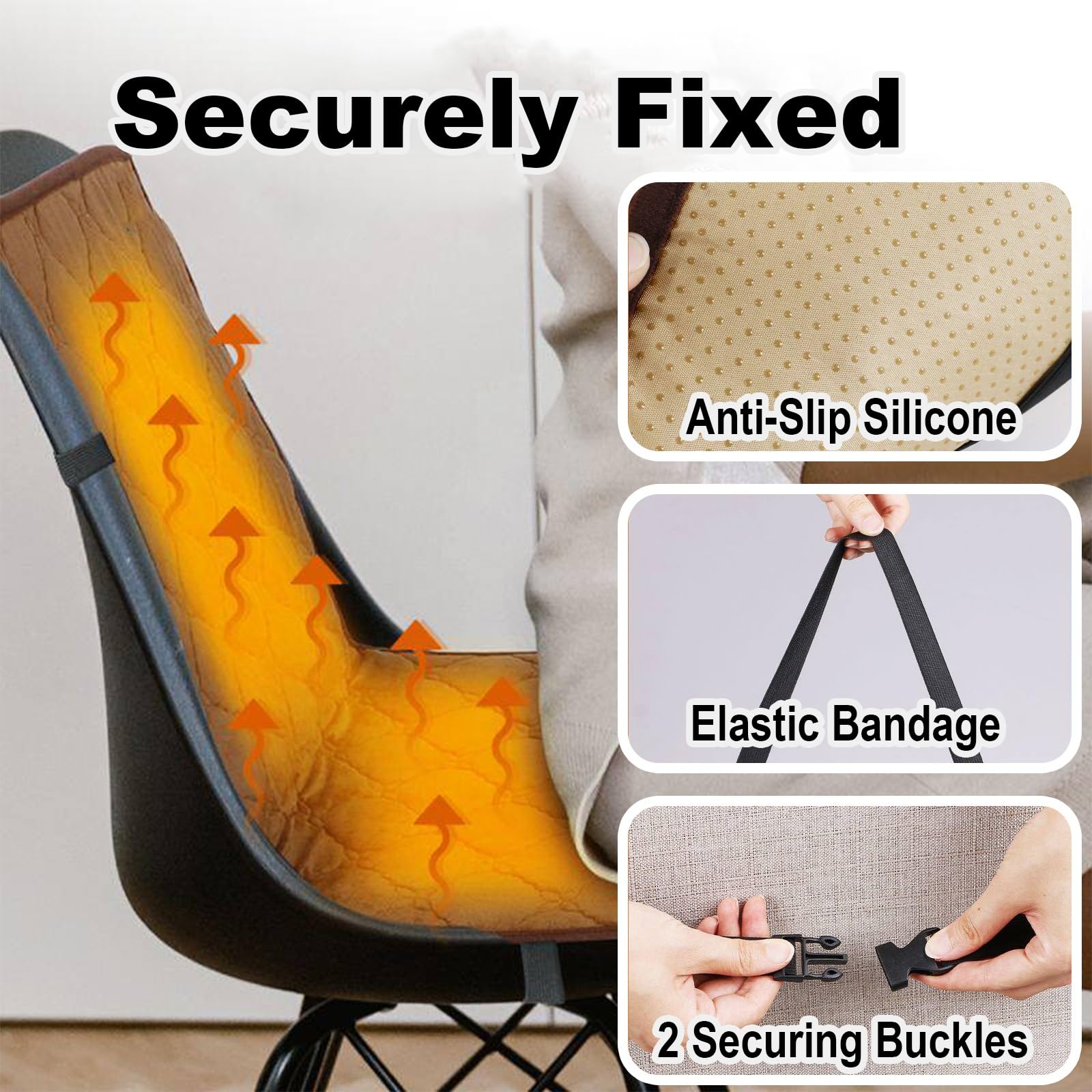 Almohadilla Electrica para Silla de Oficina, Esterilla Calor con 3 Niveles fe Temperatura y Temporizador de 12 Horas, Mantita Electrica para la Espalda y Las Caderas(Brown)