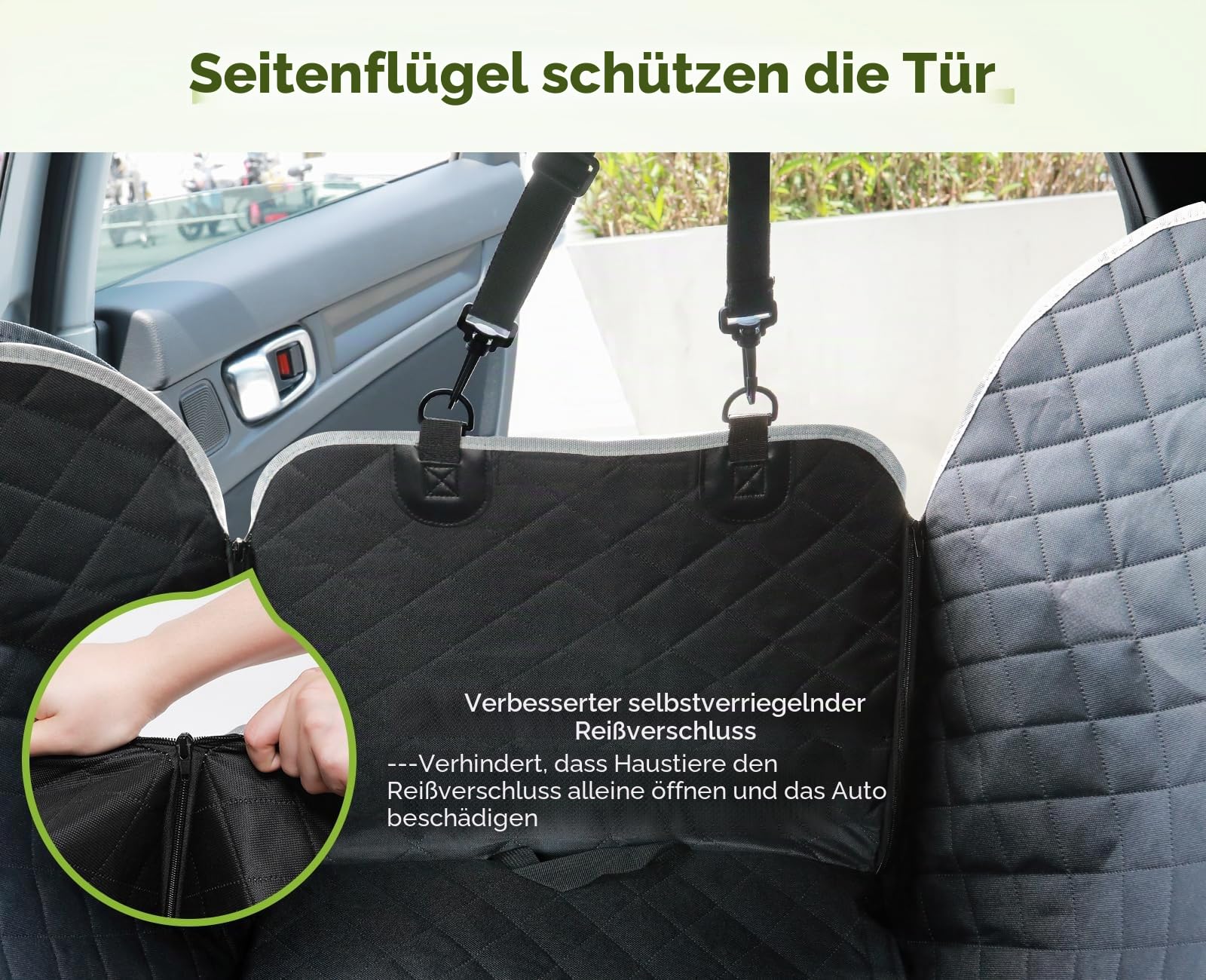 pecute Hundedecke Auto Rückbank 136 * 146 cm, Rücksitz mit Seitenschutz & Sichtfenster, Autositzbezug für Hunde, kofferraumschutz Hund, Kratzfeste & Wasserabweisende