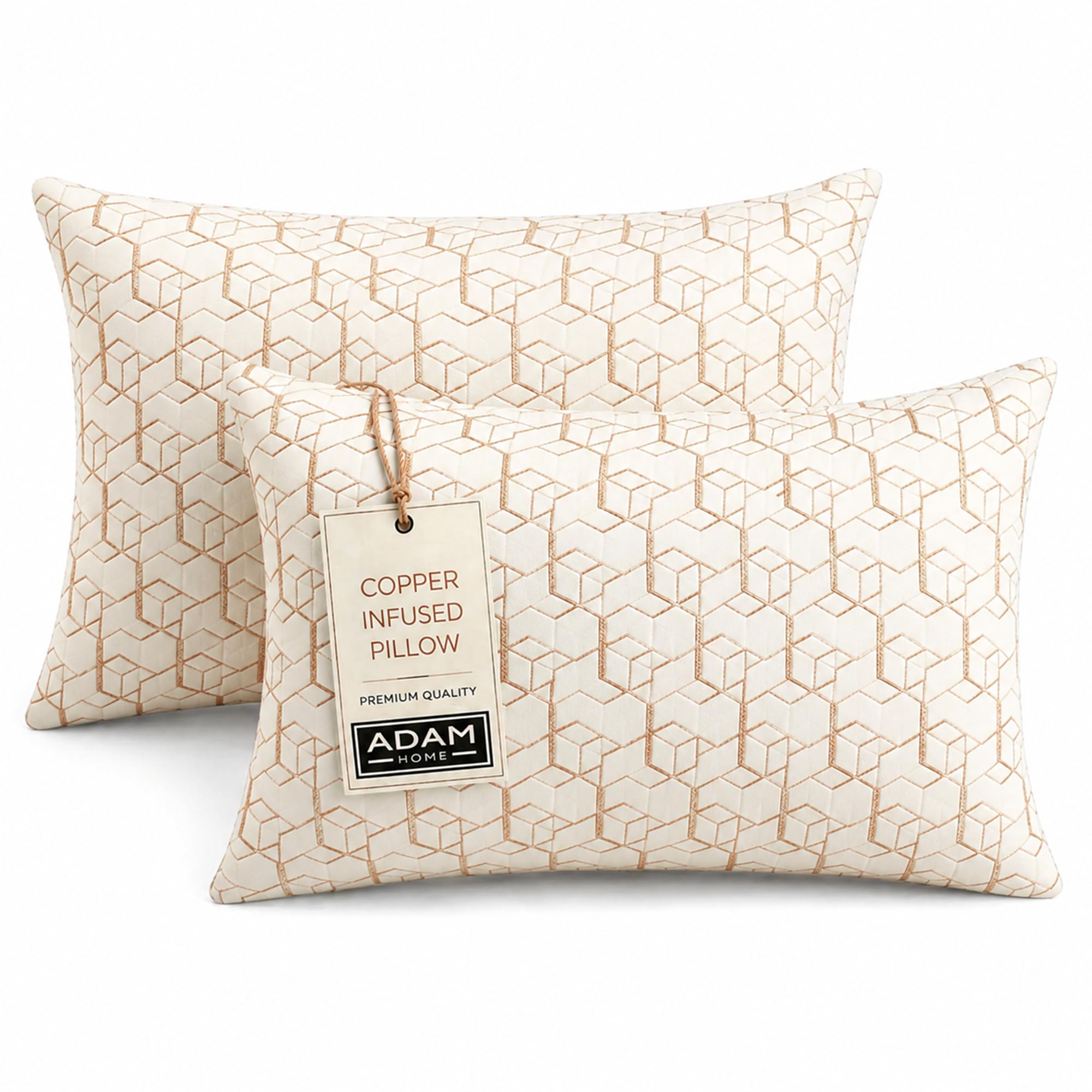Adam Home Copper Infused Pillows, Crushed Memory Foam Filled, Soft & Supportive, Comfortable Sleeping Pillows, Pack of 2 — image 1