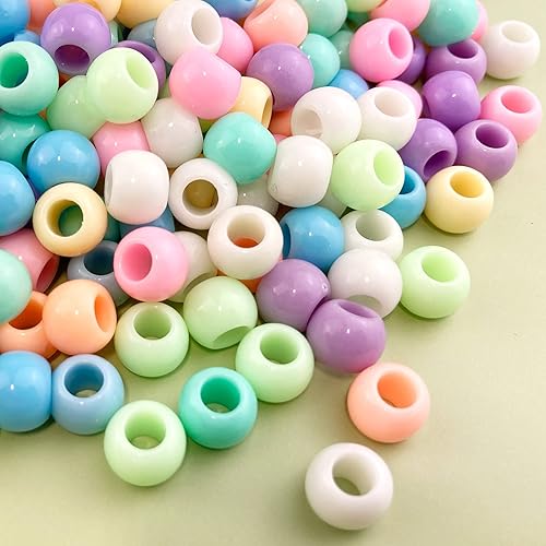 Miniatura 4 de 400 cuentas de acrílico multicolor pastel de agujero grande de 0.394 in con agujero de 0.189 in