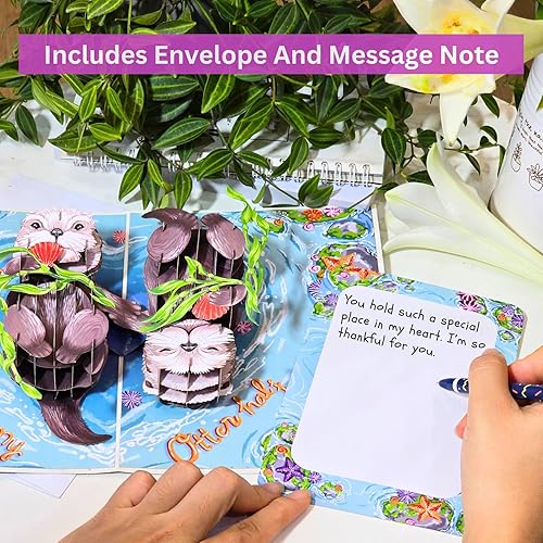 Miniatura 4 de Tarjeta de San Valentín desplegable, tarjeta de San Valentín para pareja, nutria, para esposa, marido, él, ella, novia, novio, adultos | Tarjetas de