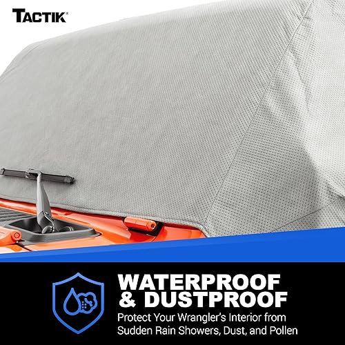 Miniatura 4 de TACTIK Cubierta de cabina multicapa con solapas de puerta, se adapta a Jeep Wrangler YJ y TJ 1992-2006 - Incluye práctica bolsa de almacenamiento -