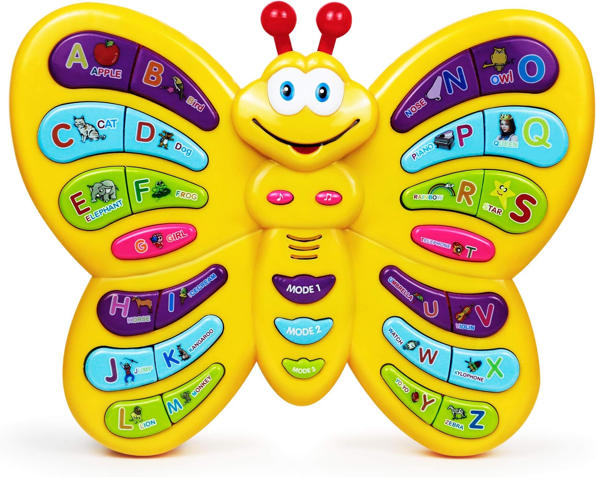 Bambiya Talking Alphabet Toddler Learning Toy - Butterfly Sing Along & Learn to Read - Preschool Learning Toy - Electronic Interactive Early Development & Educational Talking Alphabet Baby Toy