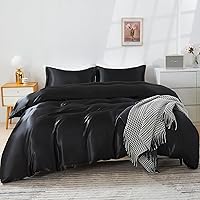 Vista 12 de HOdo Home Funda de edredón de satén, tamaño Queen, 3 piezas, funda de edredón similar a la seda, ultra suave y transpirable, juego de ropa de cama