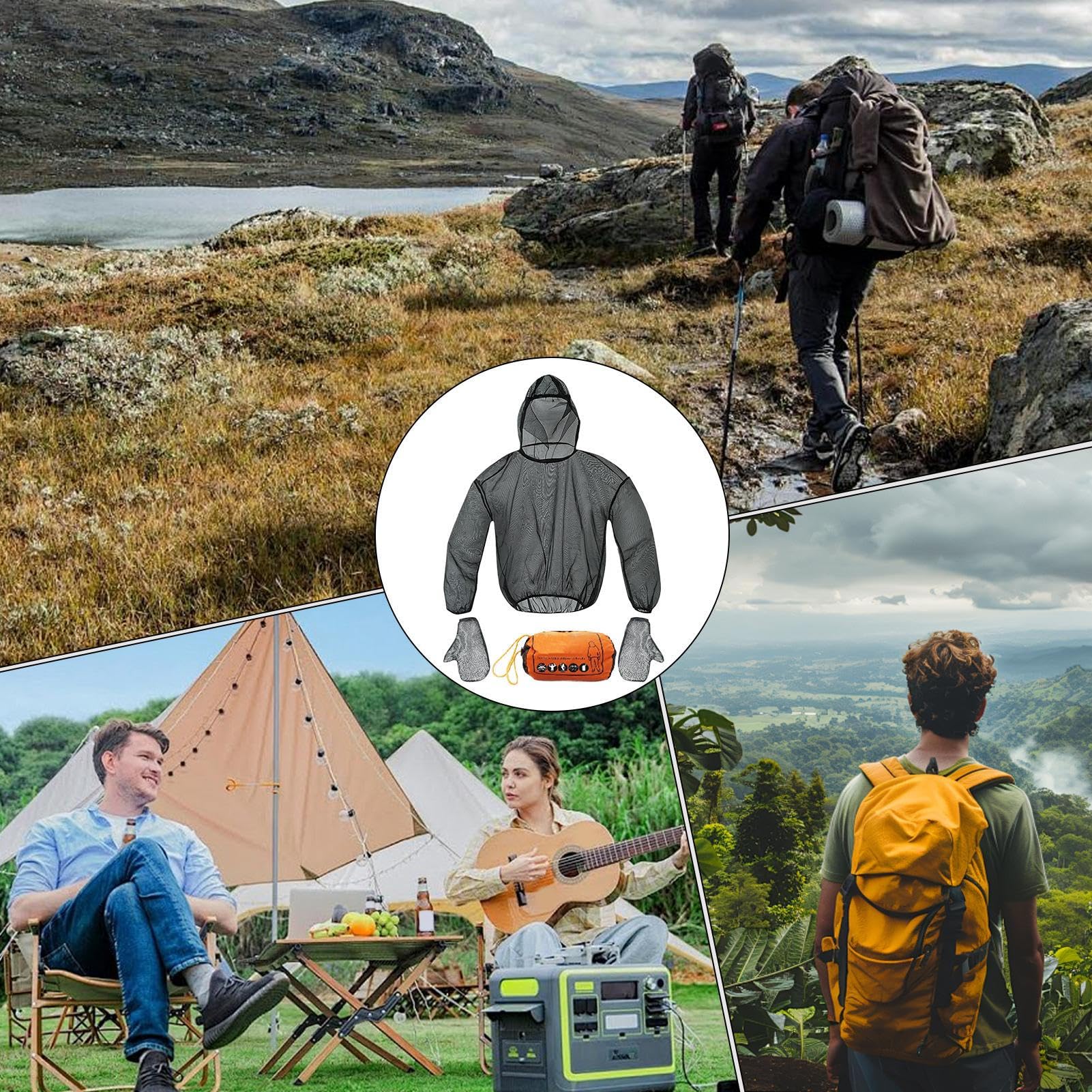 Maglietta anti-zanzara – Tuta con rete protettiva – Accessori da campagna traspiranti per avventure escursionismo pesca viaggi attività all'aperto unisex
