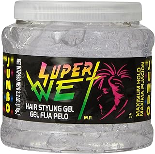 Super Wet, Hair Styling Gel, Clear, Jumbo, 2.2 lb