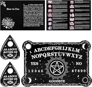 Pendulum Dowsing Divination Board Set Black Wooden Talking Board with Planchette Accessories for Teens Adults Birthday Party and Family Gatherings Games Supplies (Pentagram Style)