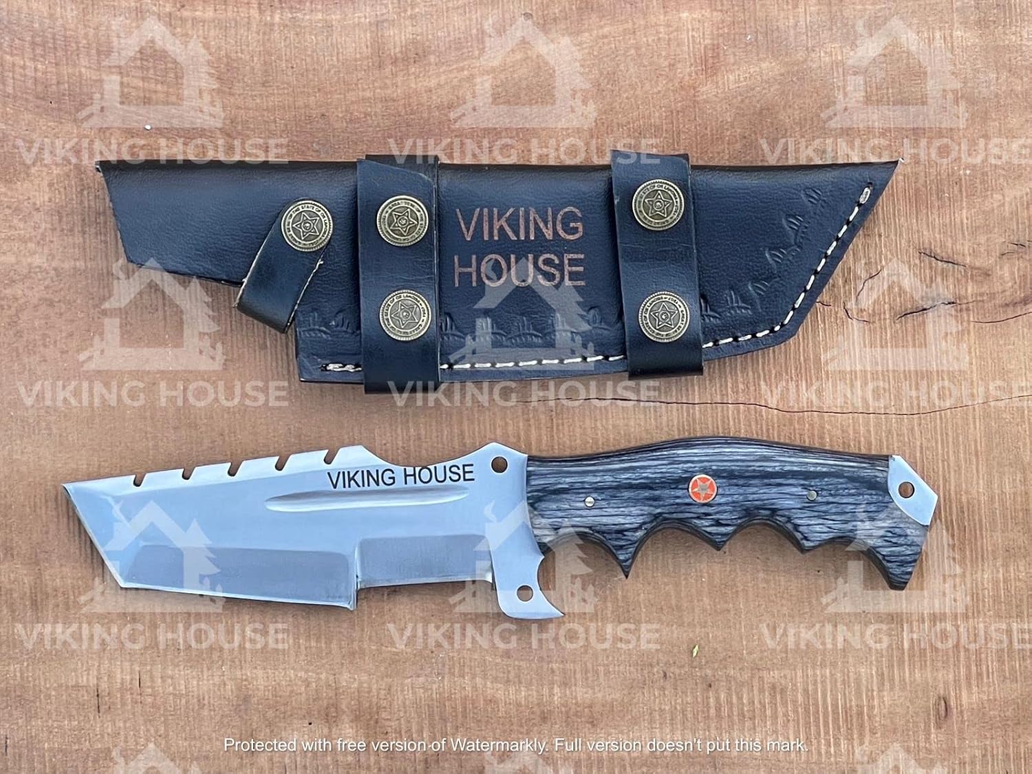 ,I Handmade Tracker Knife, D2 steel Hunting Knives, Dollar Wood Handle Fixed Blade Knive Right Hand Scout Carry Buffalo leather Sheath and Sharpening Stone for Hunting Camping Survival and EDC