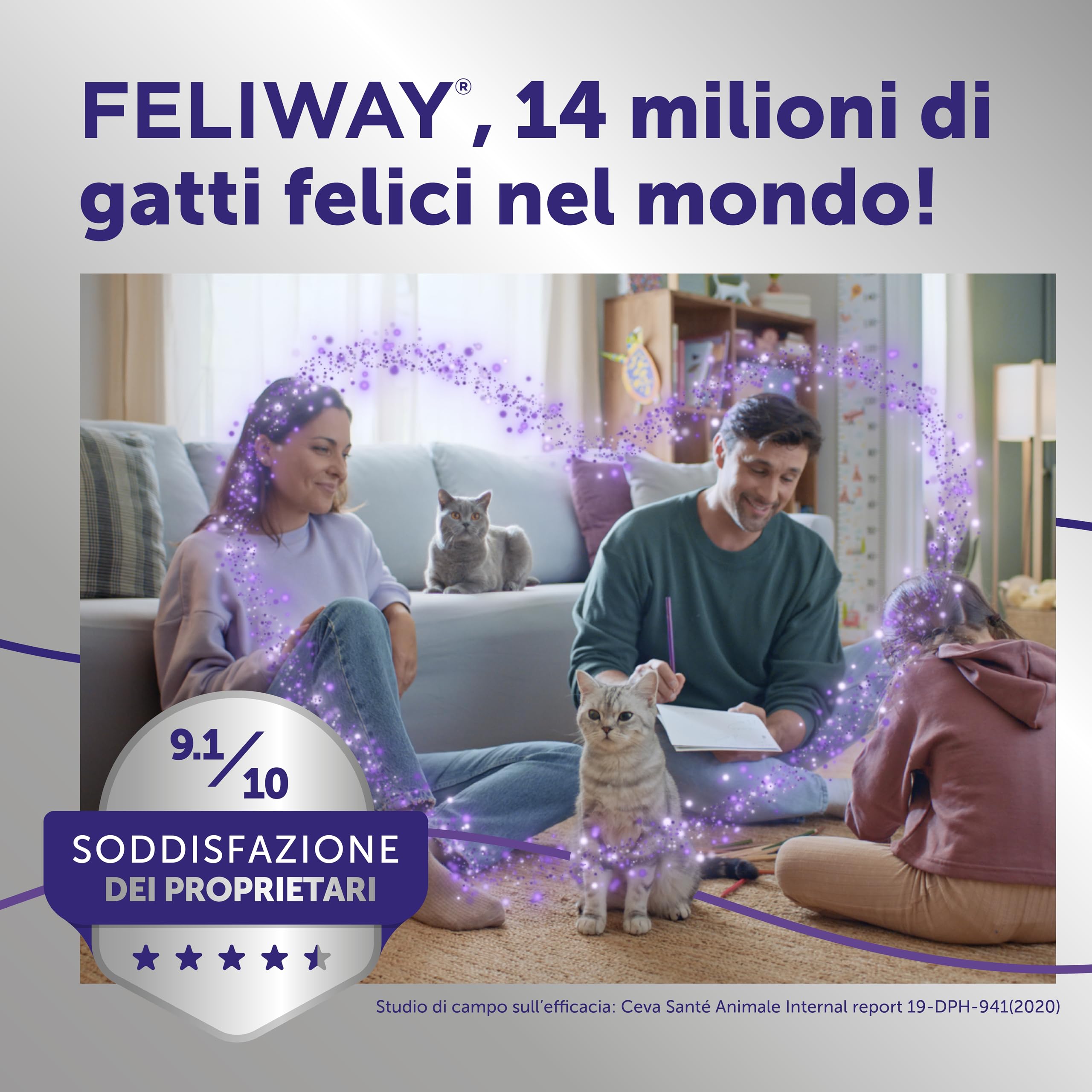 FELIWAY Optimum 3x30 Giorni di Ricariche Calmanti per Diffusore di Feromoni, Confezione da 3x48 ml – Aiuta a Risolvere Tutti i segni Comuni di Stress nei Gatti e Gattini, Raccomandato dai Veterinari