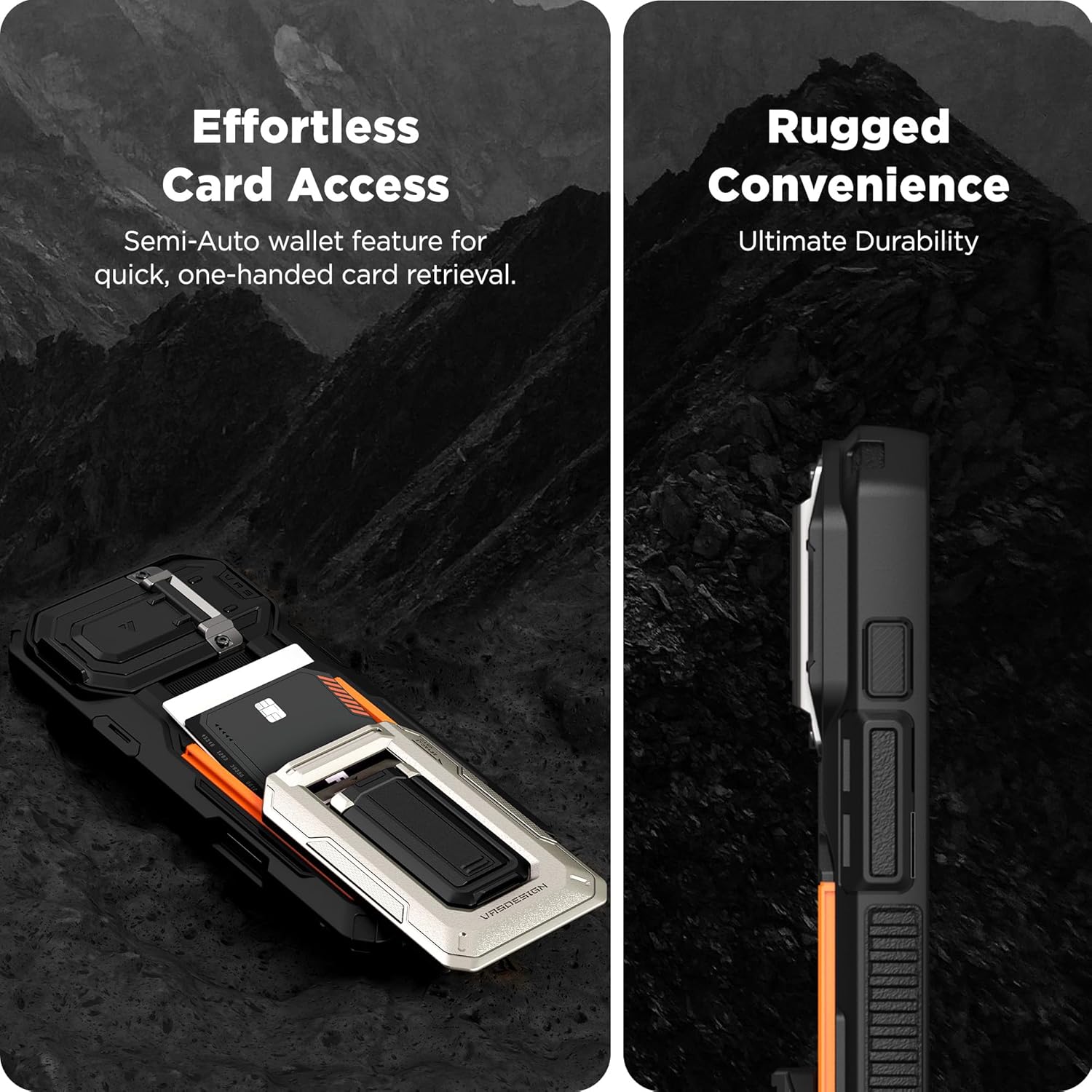 VRS DESIGN Origin Wallet Card Holder Case [3 Cards] for iPhone 16 Pro Max (2024/Upgraded), Rugged Semi-Automatic 3-Card Slot & Kickstand Case (Khaki) - Image 7