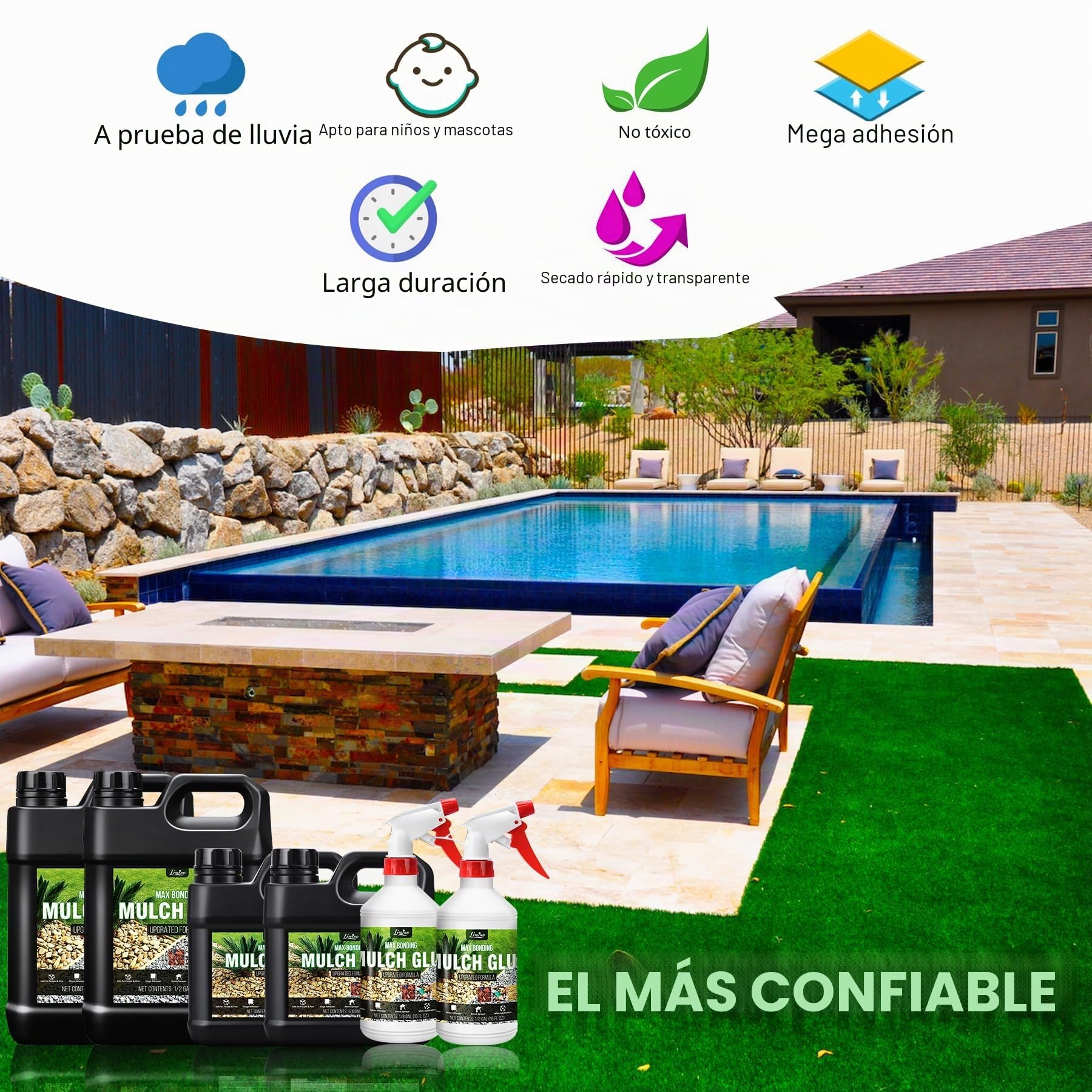 Kiesbinder -32oz Pegamento de grava de resina, con aplicador para pegar piedras, grava, corteza, no tóxico, listo para usar, adhesivo para mantillo para hojas, paisajismo, caminos de jardín