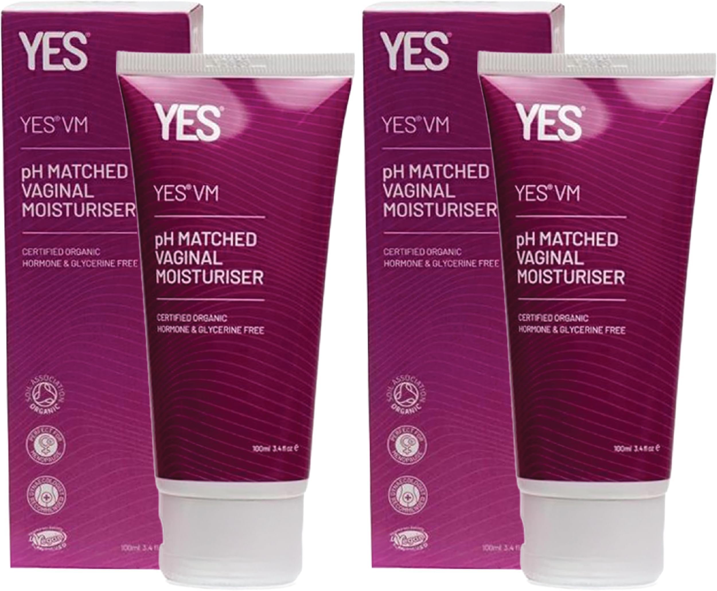 YES® VM Water Based Vaginal Moisturiser | Long Lasting & Fast Acting for Vaginal Dryness & Irritation | pH Matched | Menopause Support | Certified Organic & Natural (100ml) (Pack of 2)