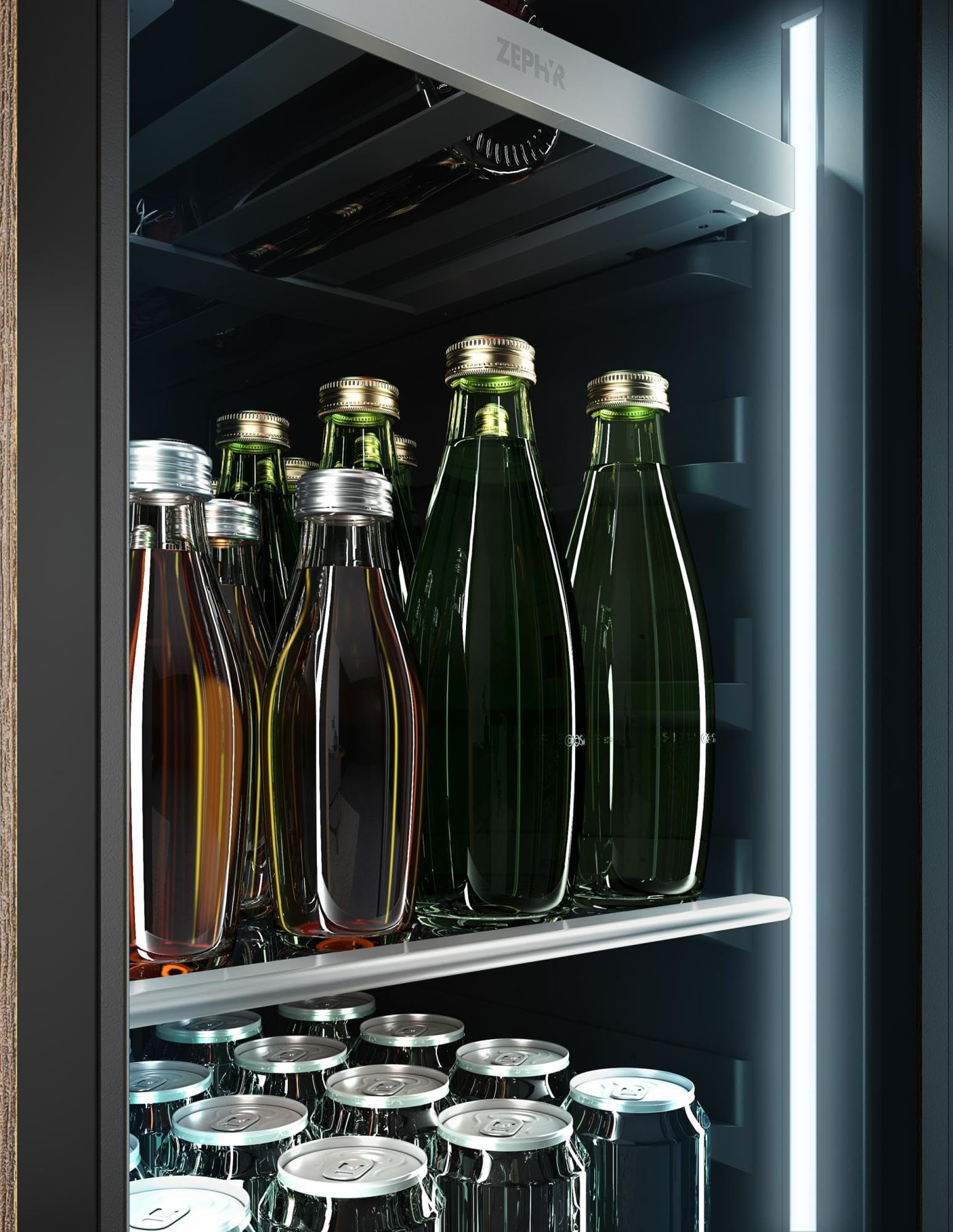 Zephyr PRB15C01C Presrv 15 Inch Wide 4 Bottle Capacity and 64 Can Capacity Energy Star Certified Wine and Beverage Cooler Combo with PreciseTemp™ - Stainless Steel/Glass on Fridge.com
