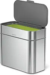 simplehuman Suporte de compostagem, compartimento destacável e de bancada, 4 litros/1,06 galões, aço inoxidável escovado