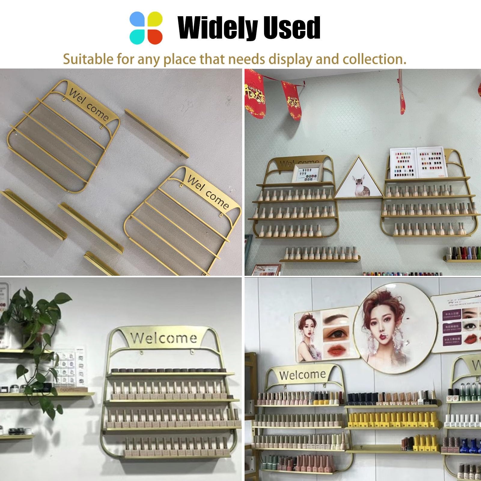 Porta Smalto da Parete: Porta Smalto da Parete e Porta Rossetto, Organizer per profumi per Centri estetici, Set di espositori per Oli Essenziali - Elegante Soluzione di stoccaggio in Metallo