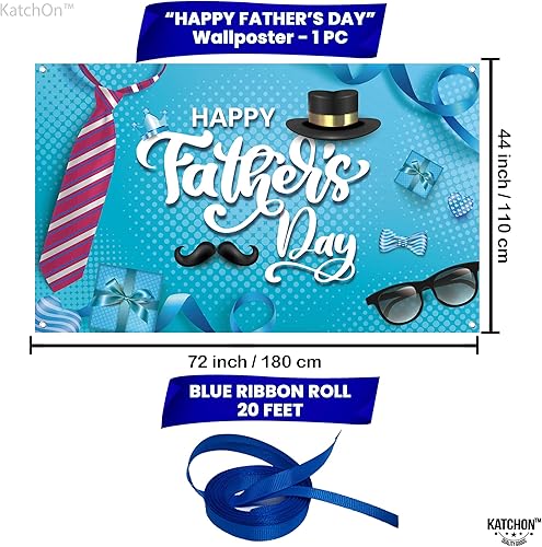 Miniatura 2 de XtraLarge - Banner para el Día del Padre, 72 x 44 pulgadas, decoración azul feliz del día del padre, telón de fondo del día del padre, pancarta