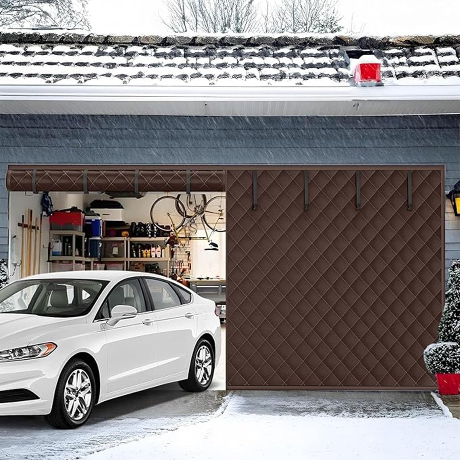 Rideau Magnétique Isolant Thermique pour Bloquer le Froid de la Porte de Garage