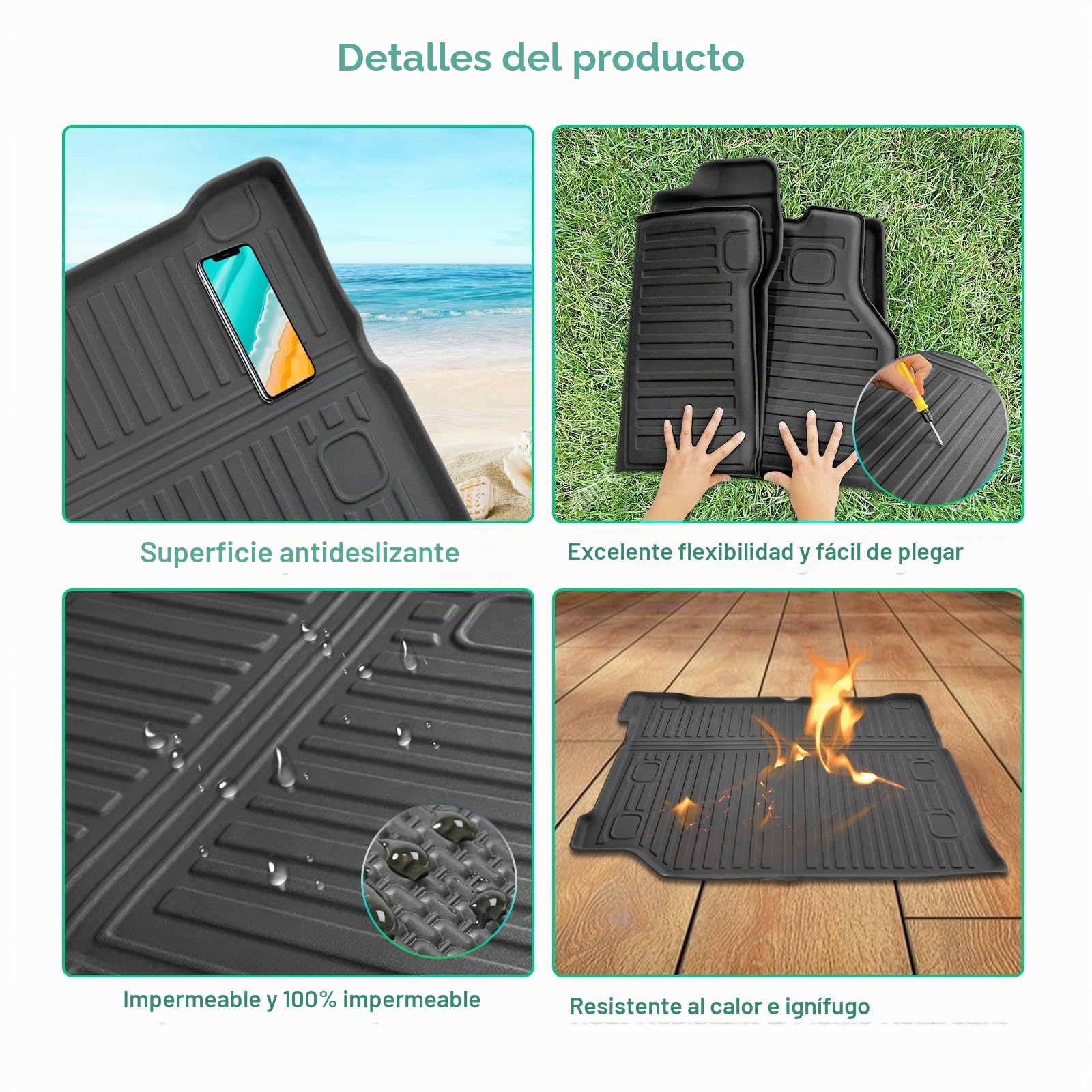 GAFAT J eep Wrangler JL 4XE Plug-in Hybrid 2021-2024 2025 Alfombrilla para Maletero, Fácil de Plegar, Wrangler 4xe TPE Alfombrilla Todas Las Condiciones Climáticas, Original Escaneo 3D, Borde Alto
