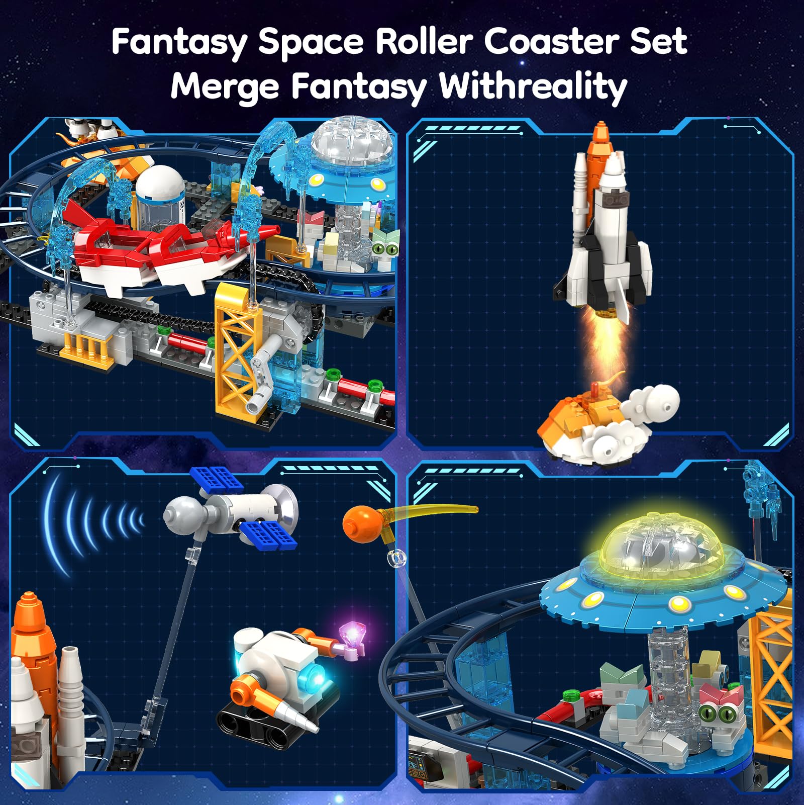 Amazon.com: Utbttor 2 in 1 Space Roller Coaster Building Set with