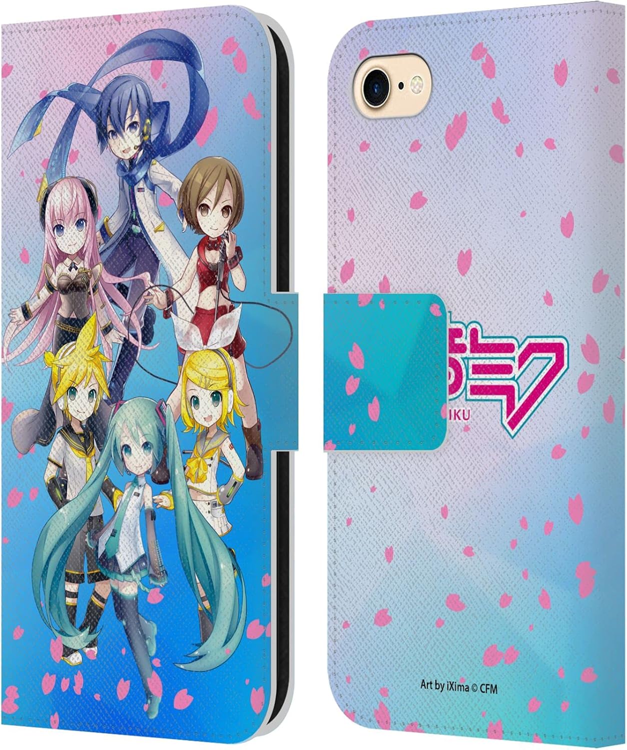 Head Case Designs Officially Licensed Hatsune Miku Sakura Virtual Singers Leather Wallet Case Compatible with Apple iPhone 7/8 / SE 2020 & 2022