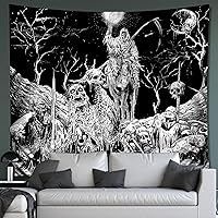 Apdidl Black & White Goth Skull Tapestry 51x60 - Gothic Skeleton Halloween Wall Hanging for Bedroom Living Room Aesthetic Decor