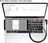 Vista 5 de Cable de extensión USB C 3.1 en ángulo recto Gen 2 10Gbps 90 grados Tipo C 3.1 USB macho a macho soporta carga, datos, audio, cable de video