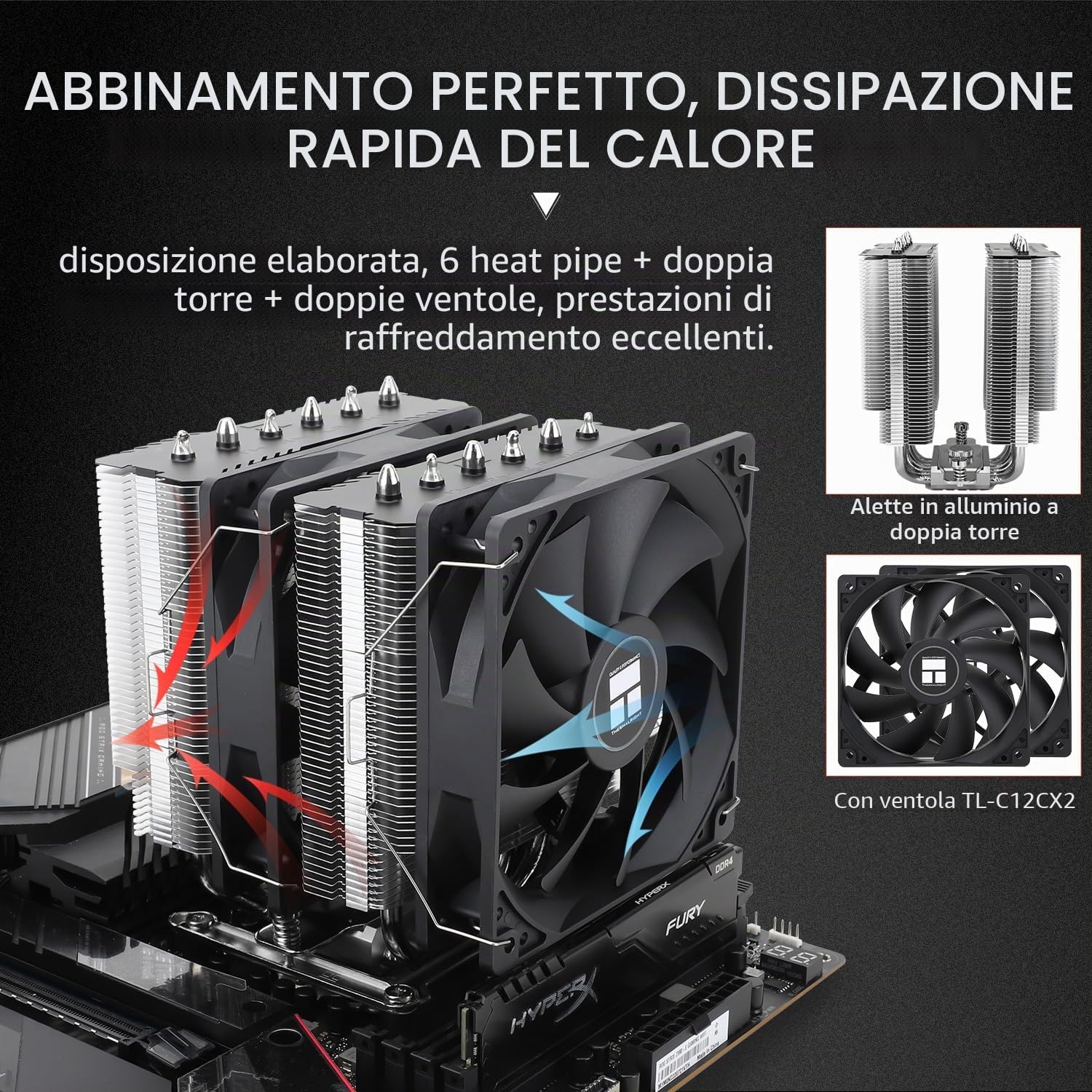 Thermalright Peerless Assassin 120 SE CPU Air Cooler, PA120 SE, 6 Tubi Calore, Doppia Ventola 120mm PWM, Dissipatore Alluminio, AMD AM4 AM5/Intel 1700/1150/1151/1200