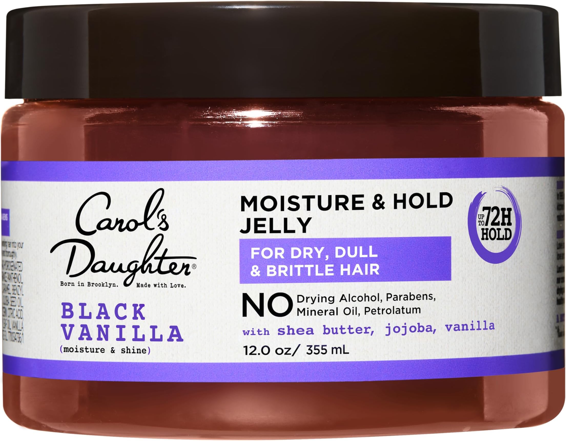 Carol's Daughter Black Vanilla Moisture and Hold Jelly, Hair Gel For Dry Hair with Shea Butter, Jojoba and Vanilla, 12 Fl Oz