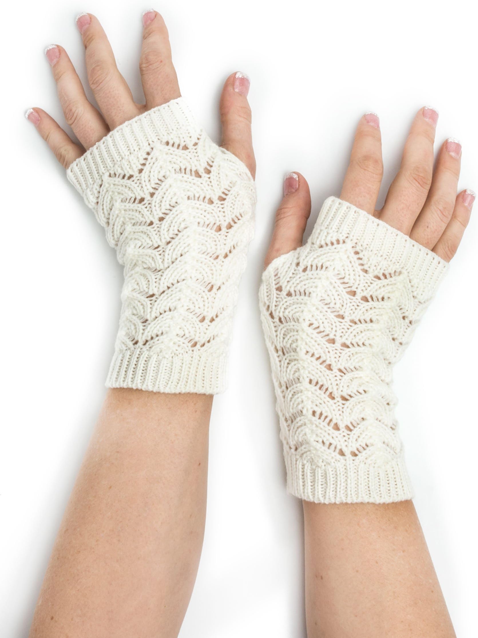 Maeve Scallop Open Lace Crochet Pattern Fingerless Gloves/Armwarmers