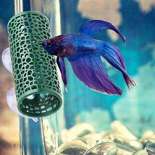Miniatura 6 de Betta Toys, túnel de pez Betta hueco verde oscuro para peces pequeños y camarones, decoración de acuario de enriquecimiento seguro, hamaca de tubo