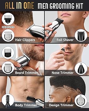 Ufree Beard Trimmer for Men, Waterproof Electric Razor for Nose, Body, Face & Mustache, Cordless Hair Clippers Shavers Grooming Kit, Gifts for Men Husband Father