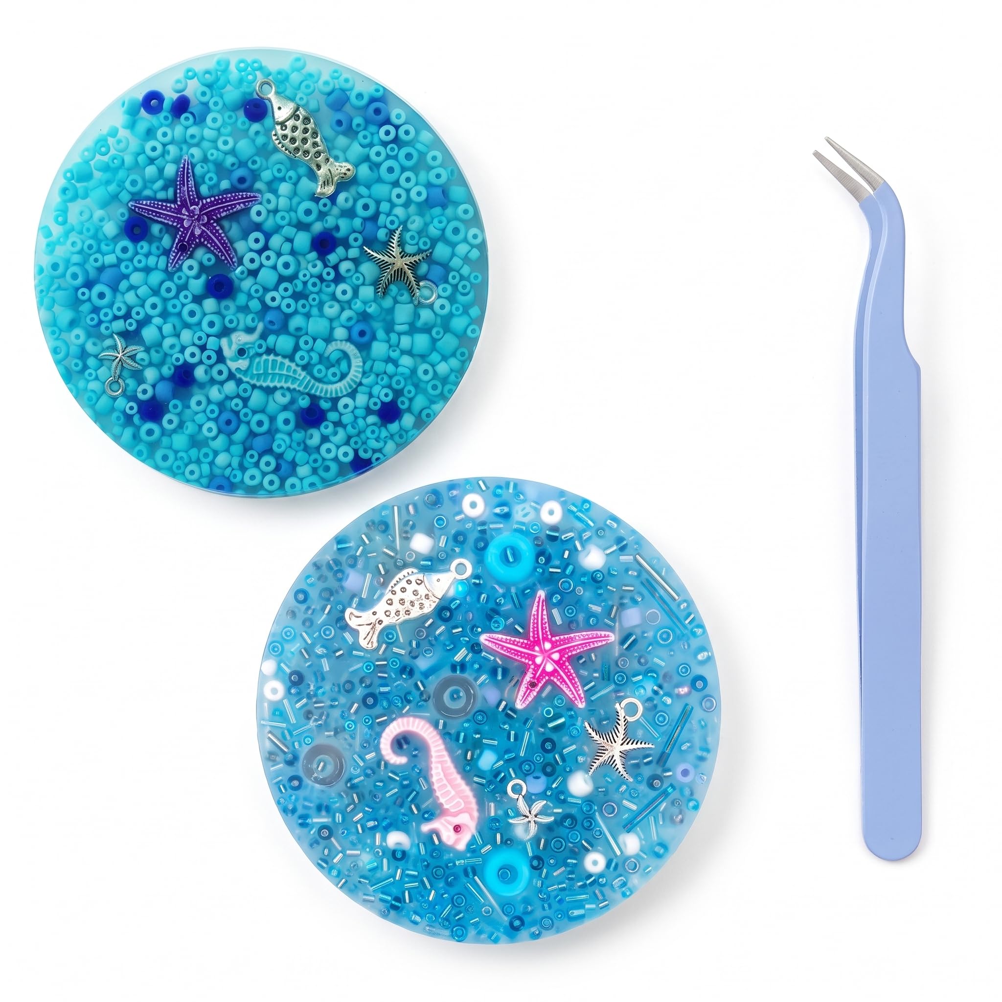 2PCS Stress Relief Peel Toys with Tweezers, Picky Pad for Soft Silicone Toys, Peelable Fidget Toys, Skin Picking Fidget Toys (blue)
