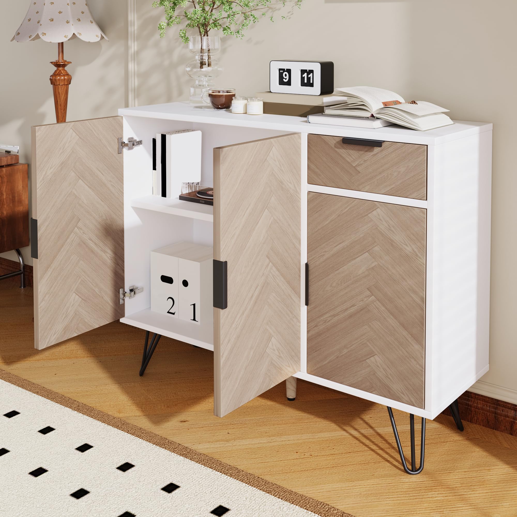 Armadio moderno e versatile, con cassetto e ripiani regolabili in altezza, 70 x 90 cm (bianco)