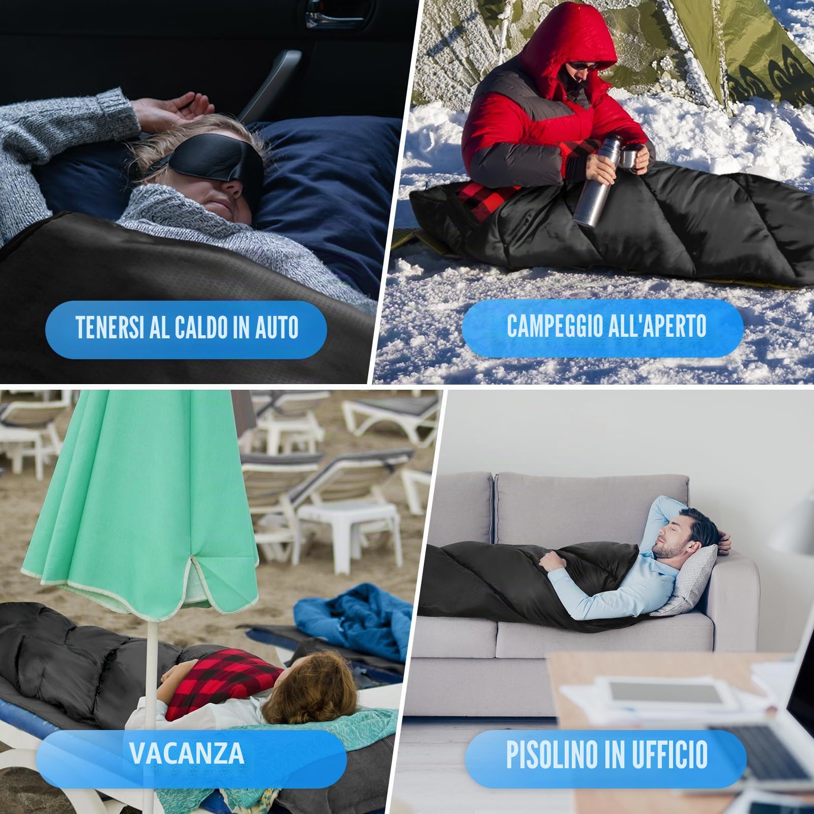 Bessport Sacco a pelo 3 – 4 stagioni – Sacco a pelo invernale in flanella, caldo sacco a pelo per esterni, misura piccola, ultraleggera, impermeabile, per campeggio, viaggi, escursioni, per adulti