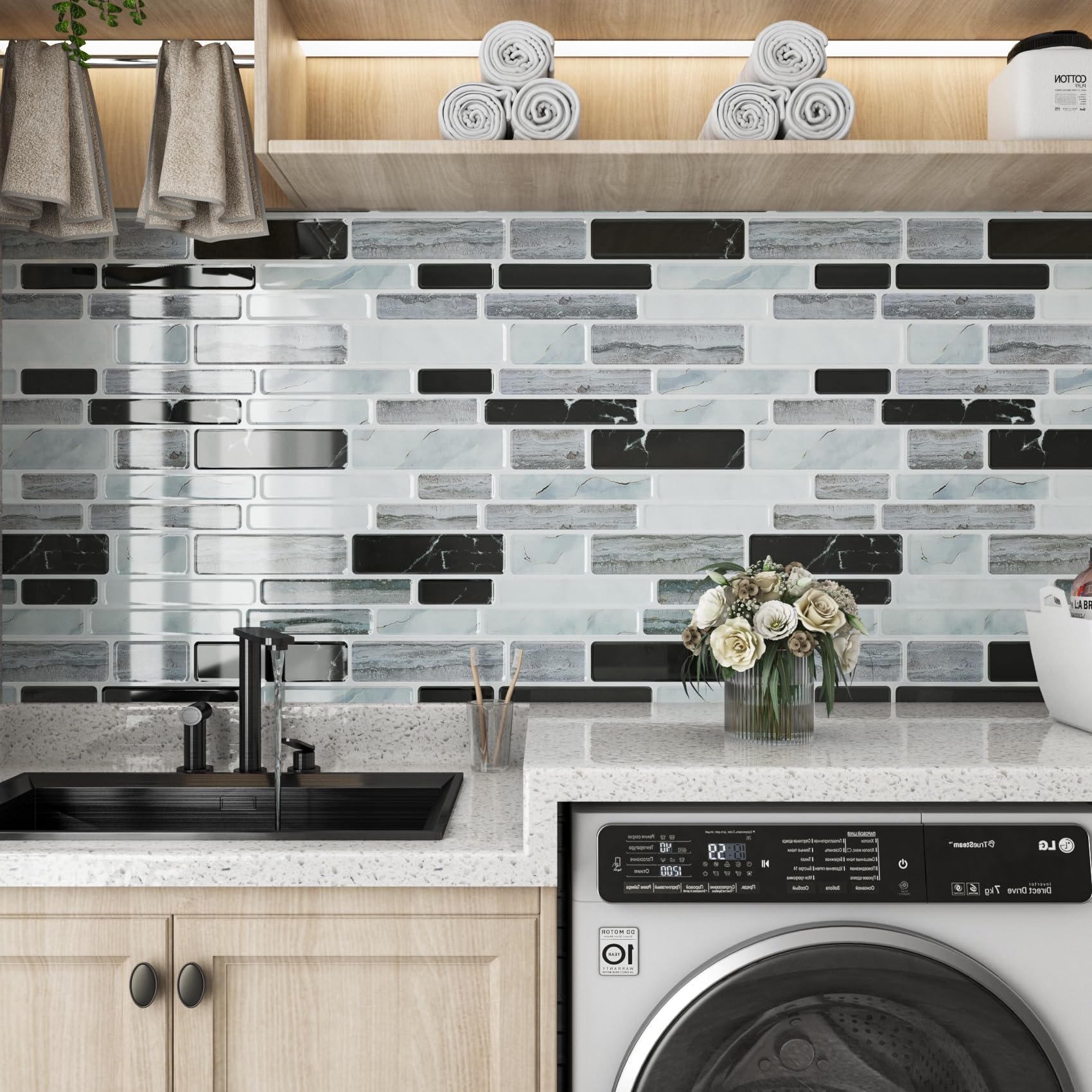 Adesivi Per Pavimento Effetto Marmo - 24 Pezzi, 60x30 Cm, Autoadesivi E Impermeabili, Per Cucina/Bagno