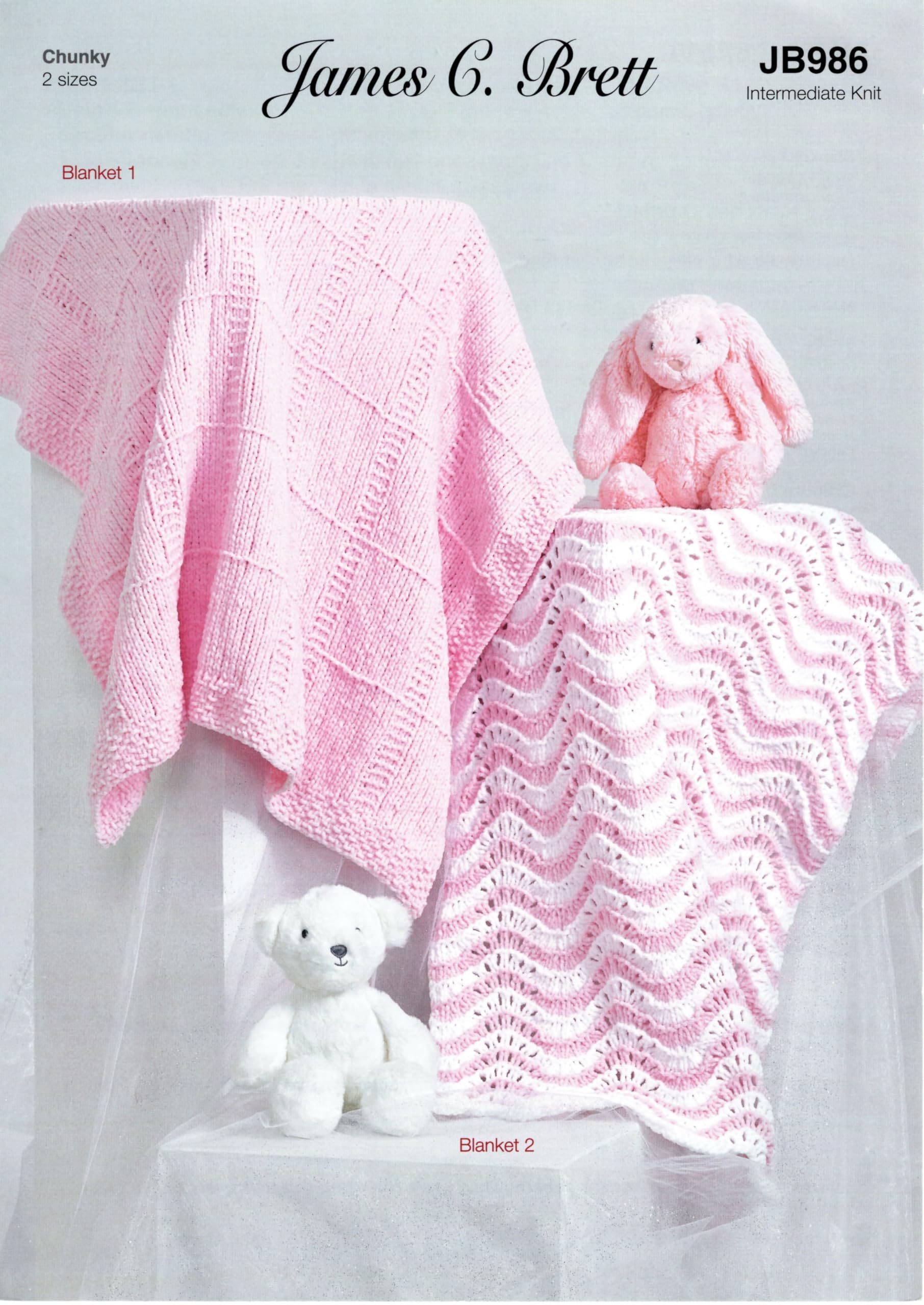 James C. Brett Pink Jb986 Knitting Pattern Baby Blankets In Flutterby Sparkle