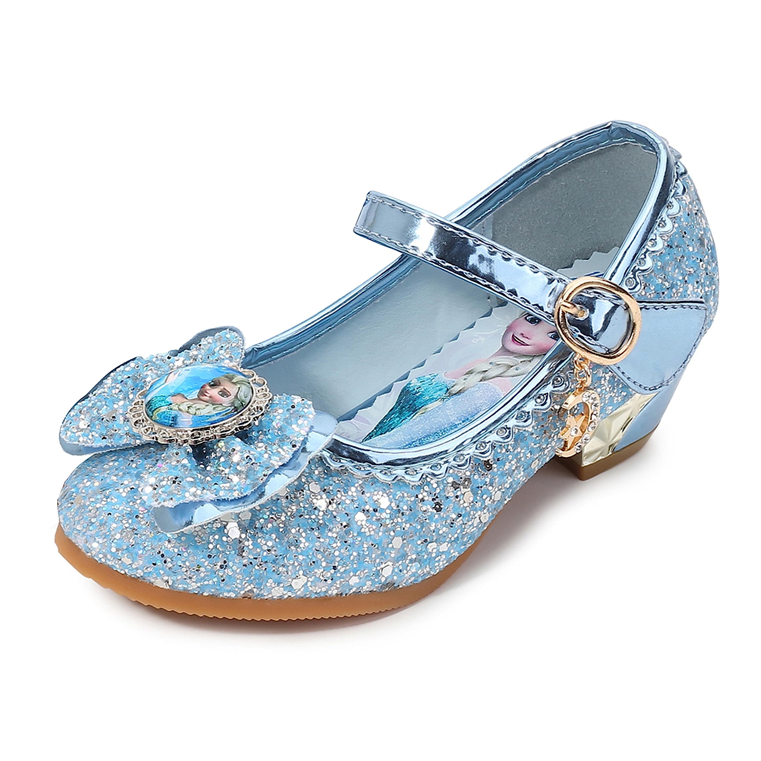 FStory&Winyee Bambino Congelato Principessa per Bambina Elsa Frozen Paillettes Scarpe Costume Ballerine Ballo Adatte per Feste Cerimonia Nozze Natale Cerimonia Carnevale Halloween,Blu,25