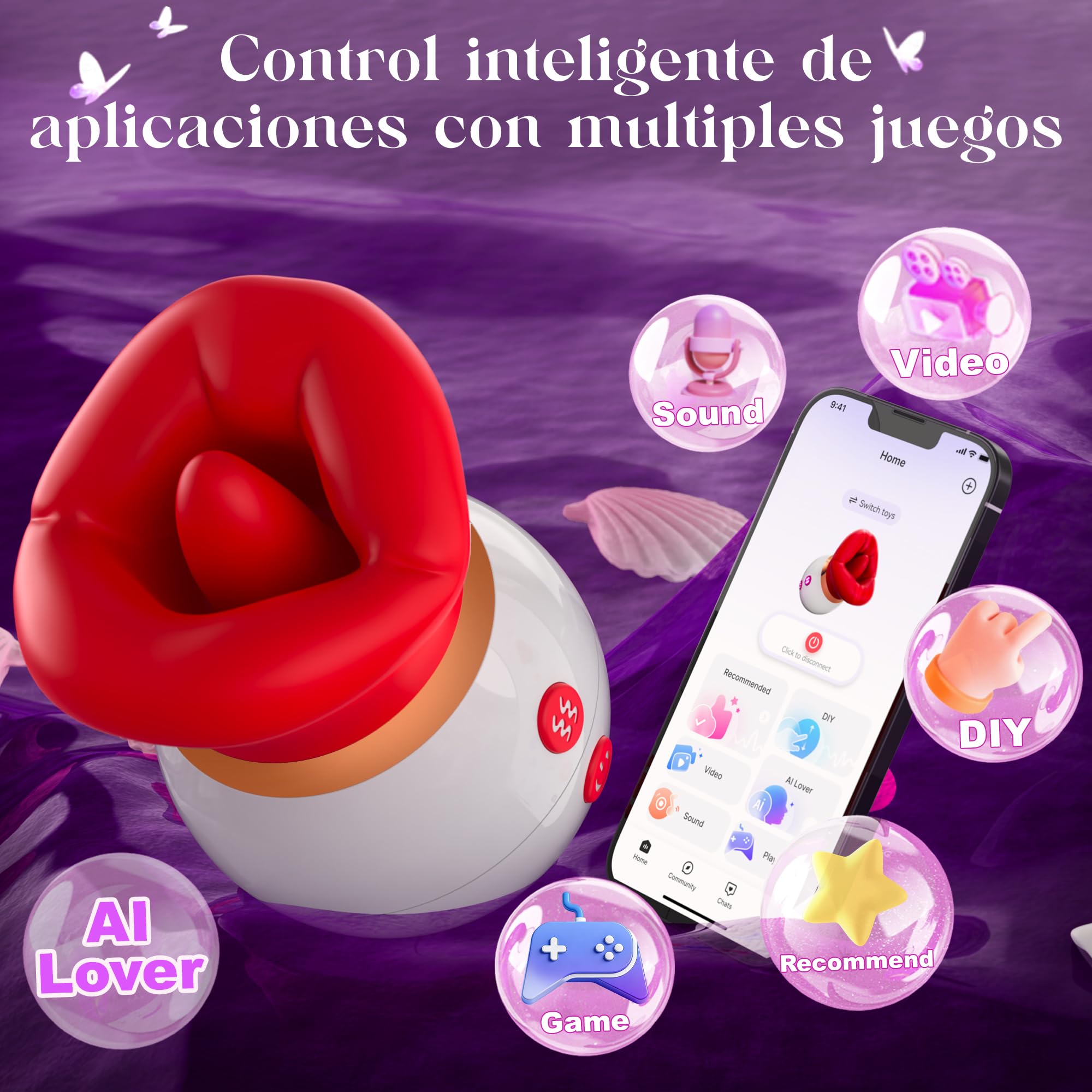 Vibradorador Mujer Juguetes Eróticos con APP, Succionador de Clítoris Femenino Vibrador con 3 modos de succión 10 lamidos de lengua, Juguetes Sexuales Giratorio 360° Vibradores Consoladores
