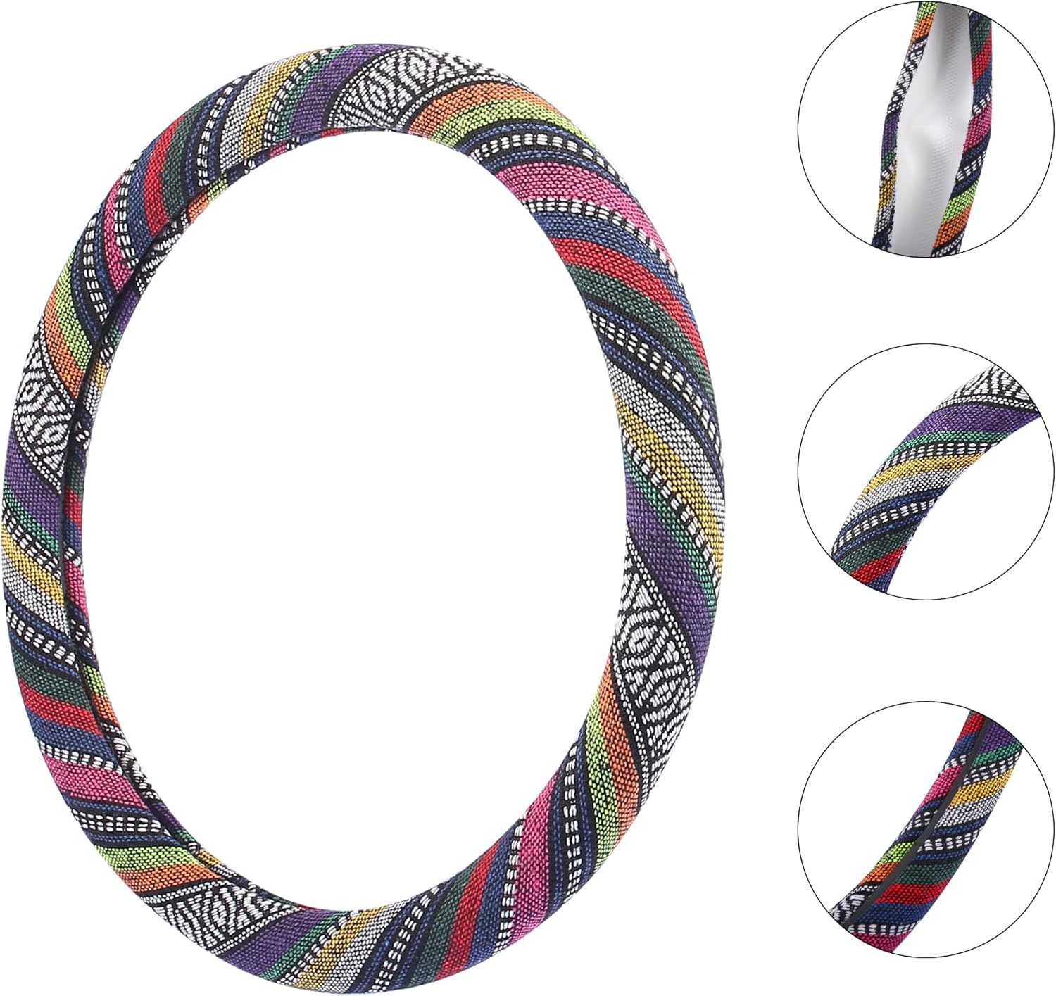 X AUTOHAUX 40cm 16 Inch Universal Car Steering Wheel Cover Non-Slip with Multicolor Style Printing Pattern
