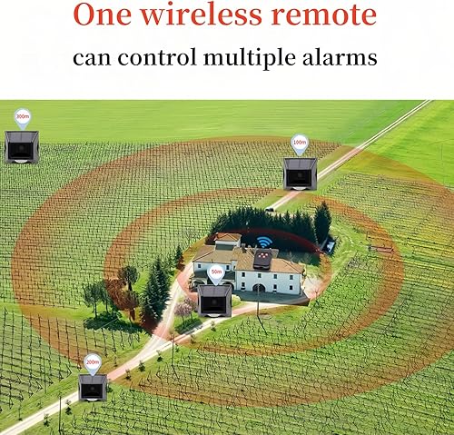 Miniatura 4 de Lancoon Detector de sensor de movimiento al aire libre con alarma solar IP65 resistente al agua 129db alta sirena lámpara estroboscópica con control