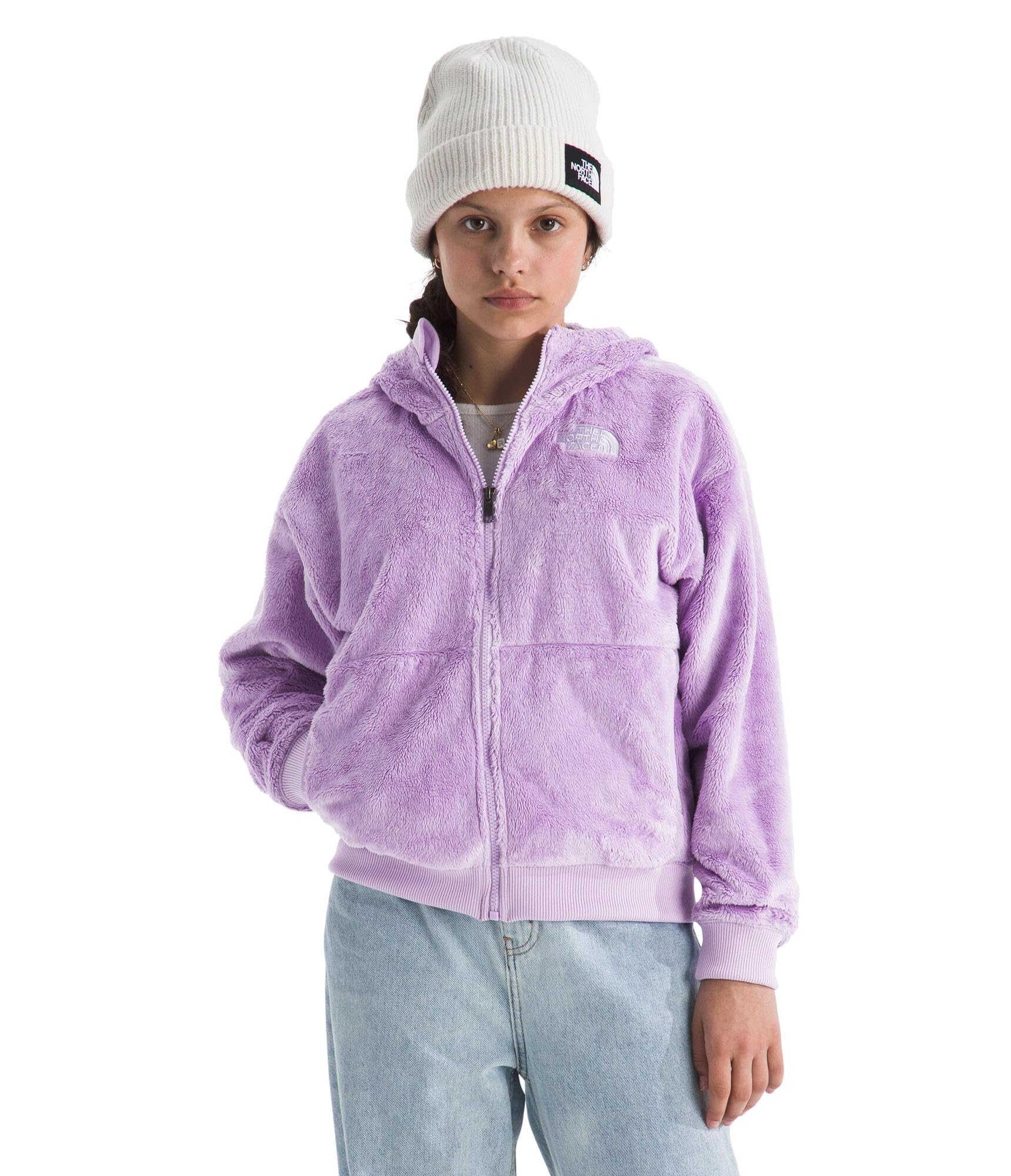 THE NORTH FACE Girls' Osito Full Zip Hoodie | Fleece Hooded Jacket With Hand Pockets &amp; Durable Ribbed Collar