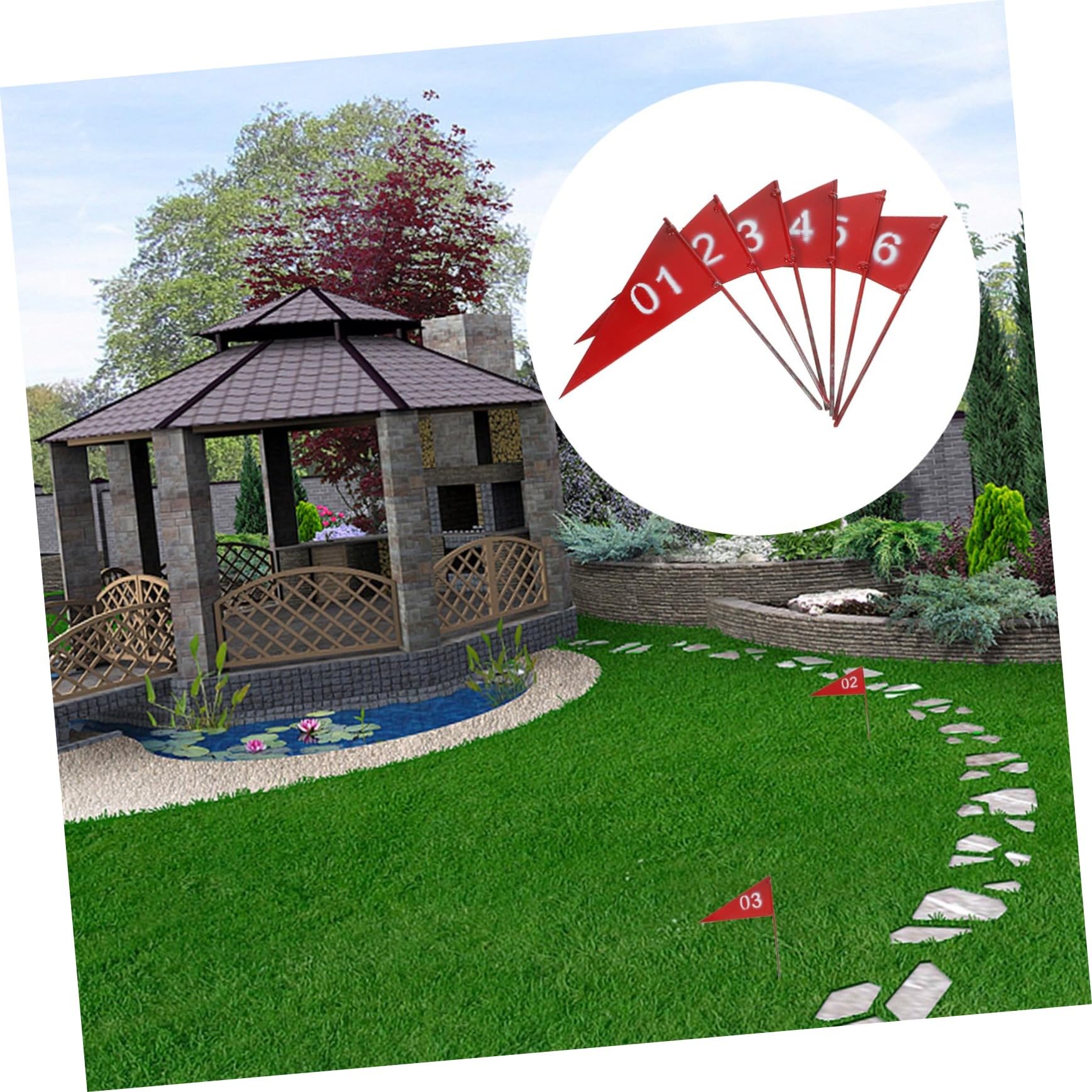 BCOATH Bandiere di Irrigazione da Giardino in Ferro Bandiere di Segnalazione Asta Set 6 Pezzi Colorate per Marcatura Prato e Sprinkler per Cortili e Orto