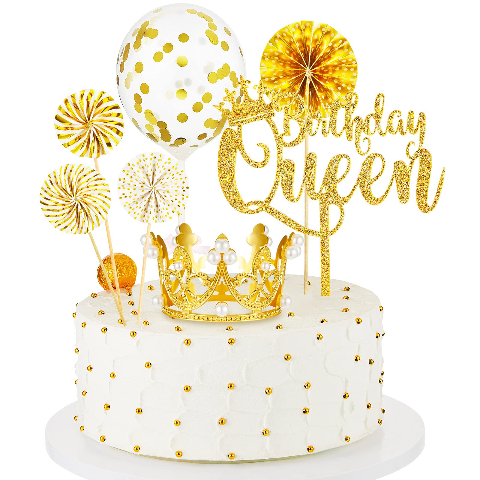 Buy 7 Pieces Queen Birthday Cake Topper Gold Crown Cake Topper Cake