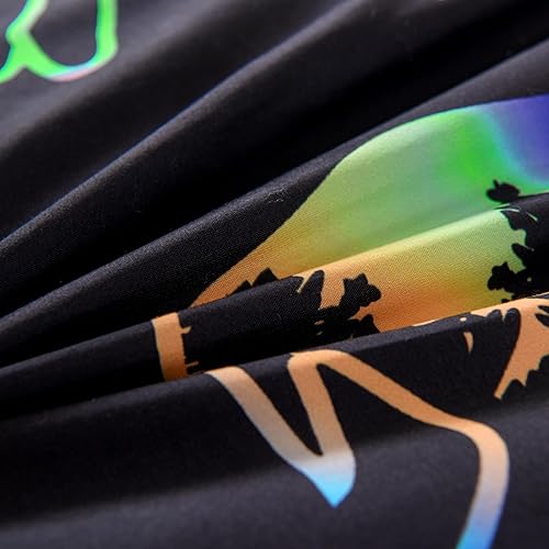 Miniatura 7 de Btargot Juego de edredón ligero y suave de 3 piezas con 2 fundas de almohada, juego de ropa de cama de línea degradado de dibujos animados para