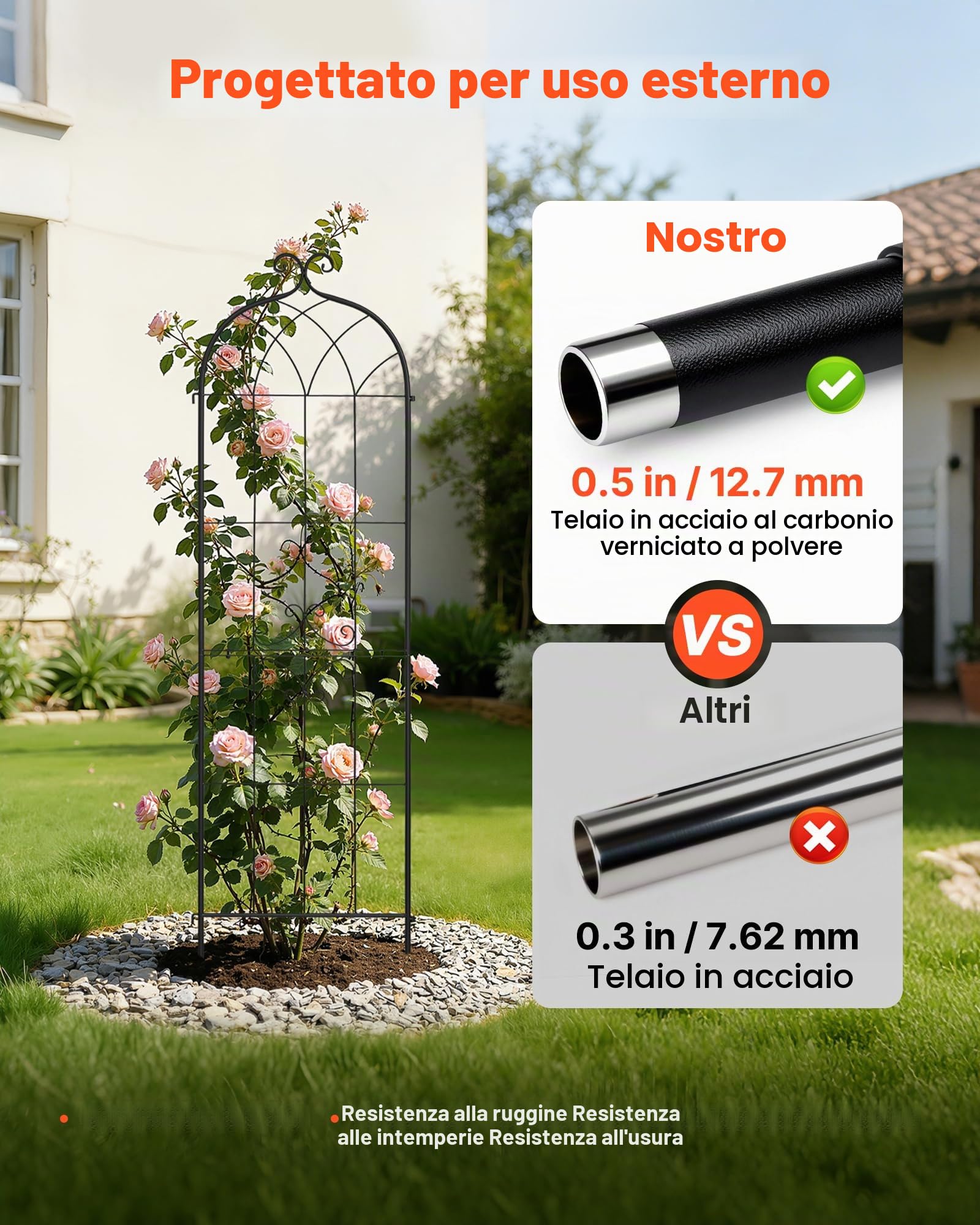VEVOR Set 6 pz Traliccio da Giardinaggio 180x52,5 cm, Pannello da Giardino in Metallo con Finitura Verniciata a Polvere, Collegabili, Grigliato da Supporto Divisorio Decorativo per Rose Rampicanti