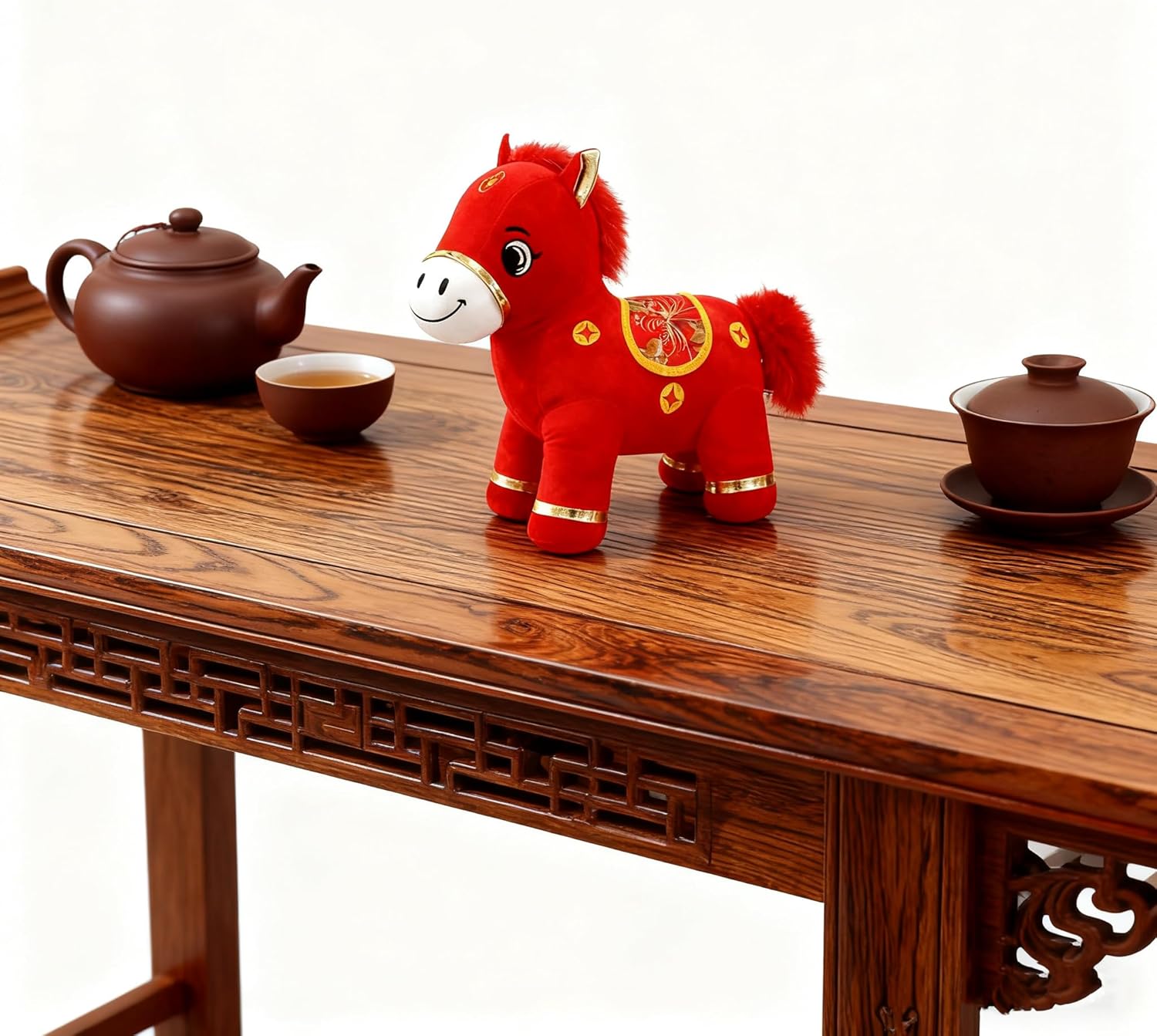 Year of 2026 Horse Mascot Statue Chinese New Year Horse Plush Ornaments for Holiday Zodiac Gift Spring Festival Home Office Car Decorations Zodiac Collections