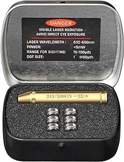 EZshoot Bore Sight 243 308/223 5.56mm/ 9mm/12-Gauge Red Laser Boresighter with Extra Batteries - EZshoot