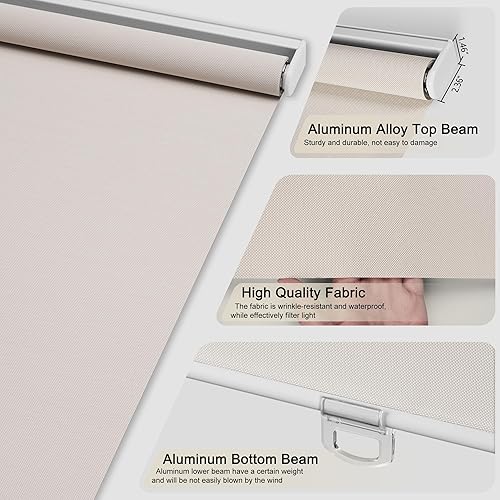 Miniatura 3 de Persianas filtrantes de luz para ventanas, sin cordón, con un 5% de apertura, cortinas enrollables de tela solar, traslúcidas y reducen el